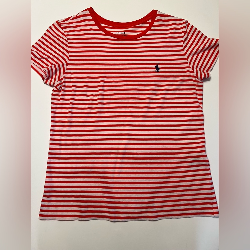 Ralph Lauren Women’s Red Striped T-Shirt / Blouse.